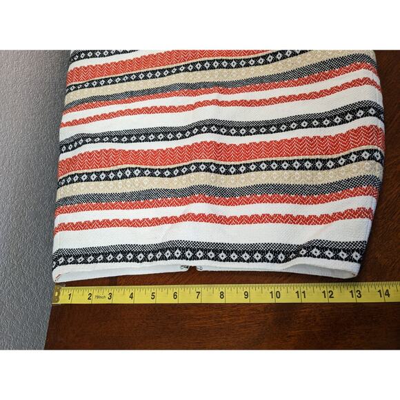 Loft Aztec Pencil Skirt 00 Petite Pink Black Striped Boho Print Lined Mini Short - Picture 6 of 9